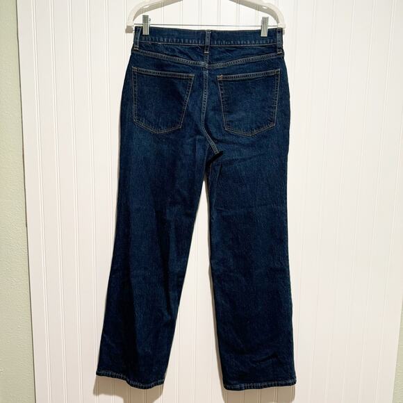 J Crew Wide Leg Button Fly Jeans Dark Wash Size 28 - Picture 5 of 6